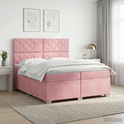 Letto box spring con materasso Rosa 200 x 200 cm Velluto 3455185