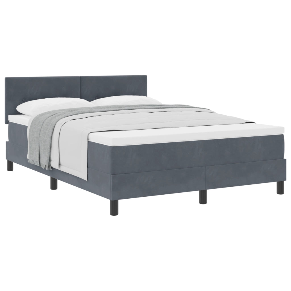 Letto Box Spring con Materasso  Grigio Scuro 140x200 cm Velluto