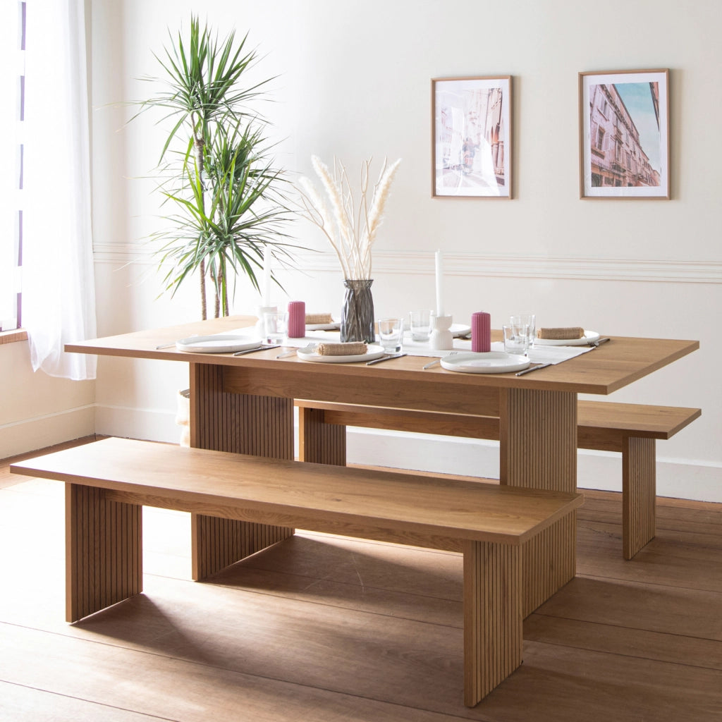 ALMASet di tavolo e 2 panche in stile scandinavo da 180 cm