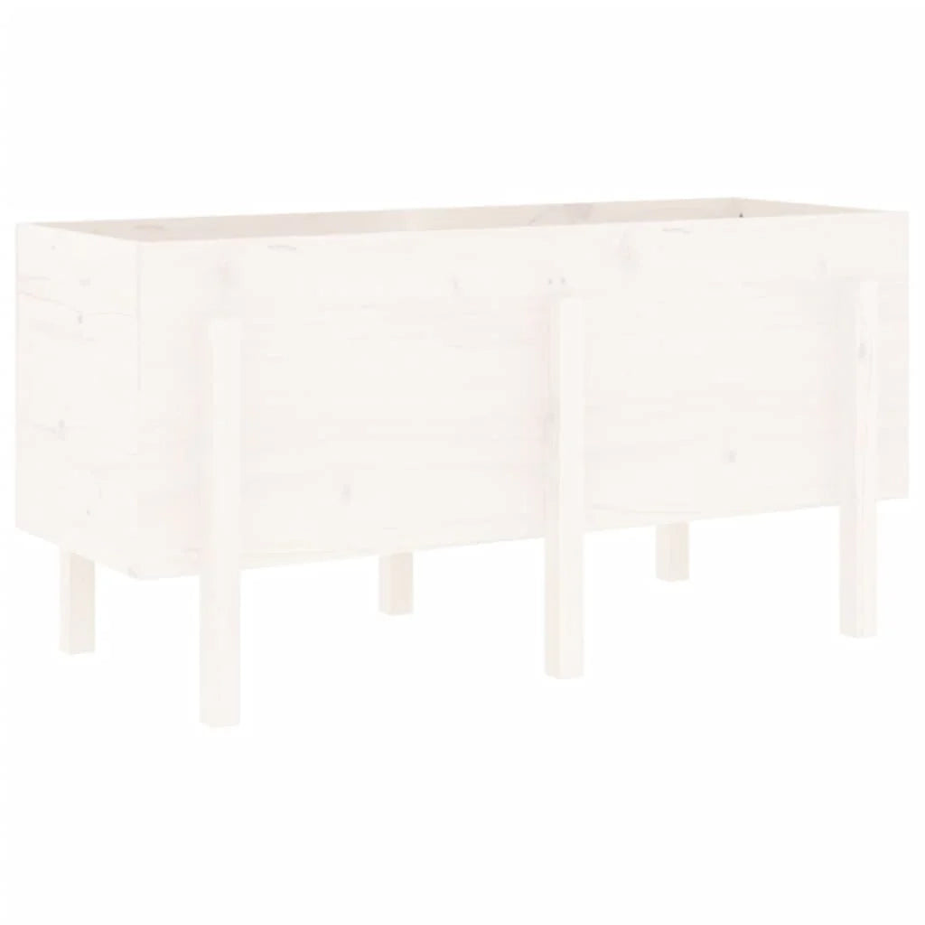 Fioriera rialzata per piante e fiori adatta a terrazze e giardini 121 x 50 x 57 cm legno di pino massiccio bianco 02_0039356