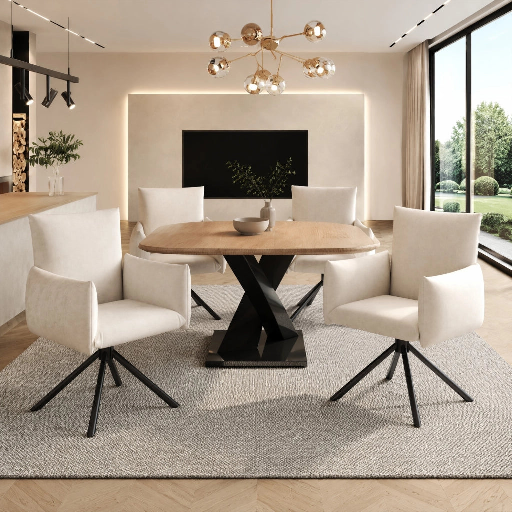 SEDIE Girevoli Set da 4 pezzi Velluto Beige