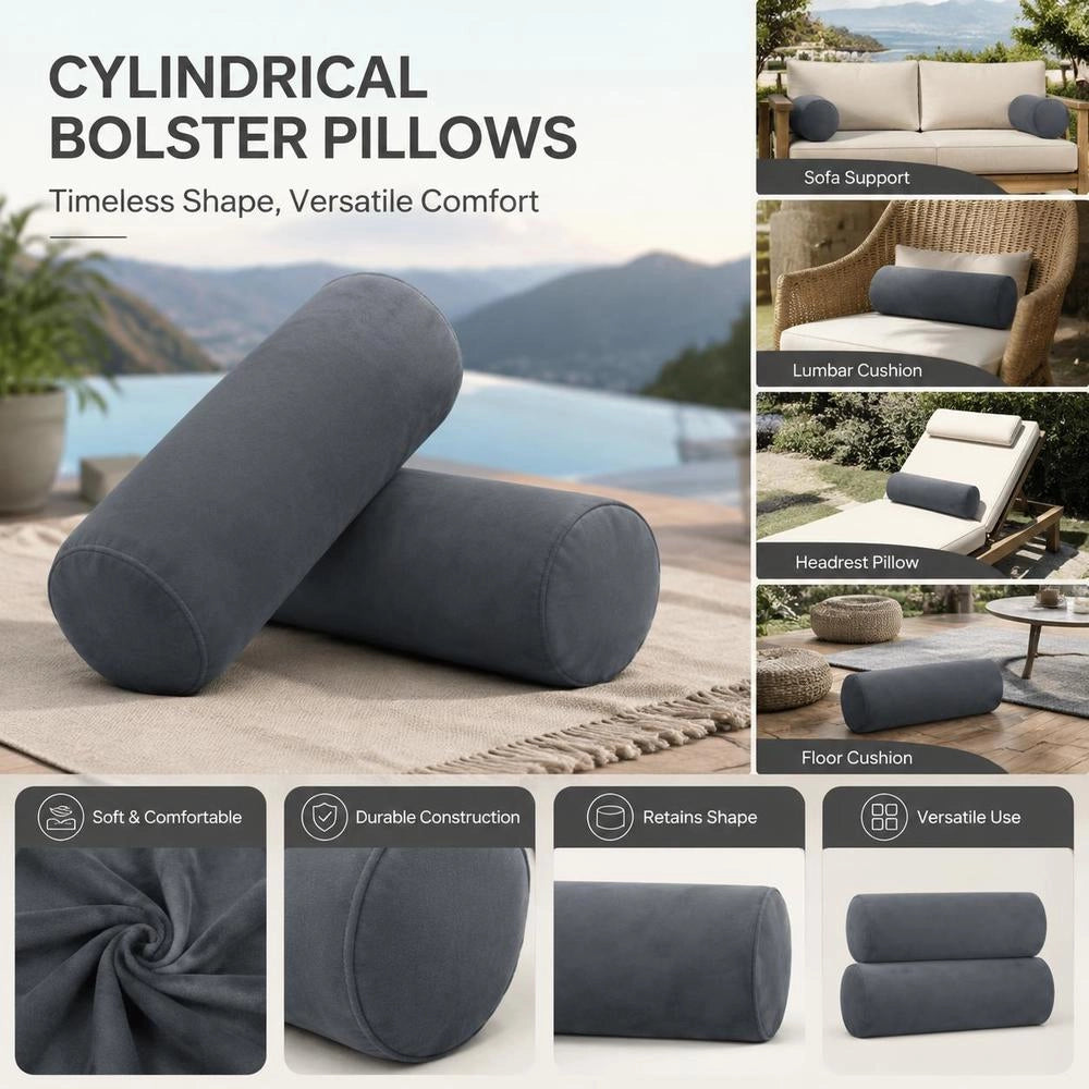 Decorative Cushions, 2 Pieces, Dark Grey, 15x50 Cm, Velvet