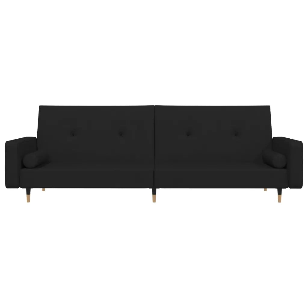 Divano Letto a 2 Posti con 2 Cuscini Nero in Velluto 375752