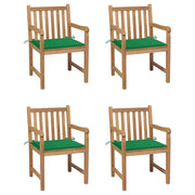 Sedie Giardino 4 pz con Cuscini Verdi in Massello di Teak cod mxl 8321