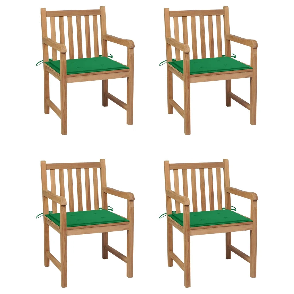 Sedie Giardino 4 pz con Cuscini Verdi in Massello di Teak cod mxl 8321