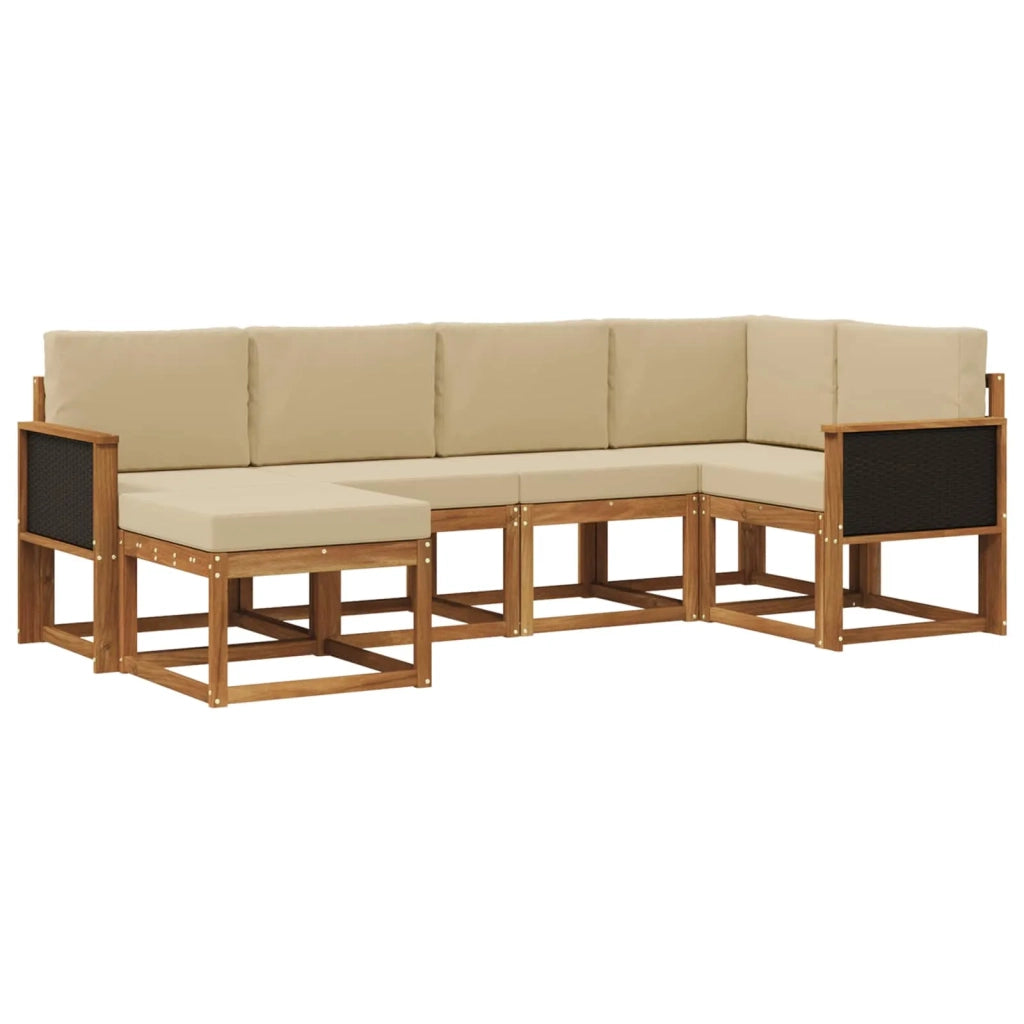 Set di divani da esterno 6 pz Naturale e Beige 3385344