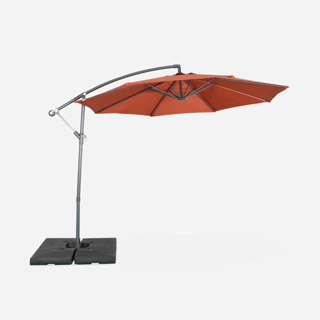 Ombrellone rotondo decentrato 3m, terracotta