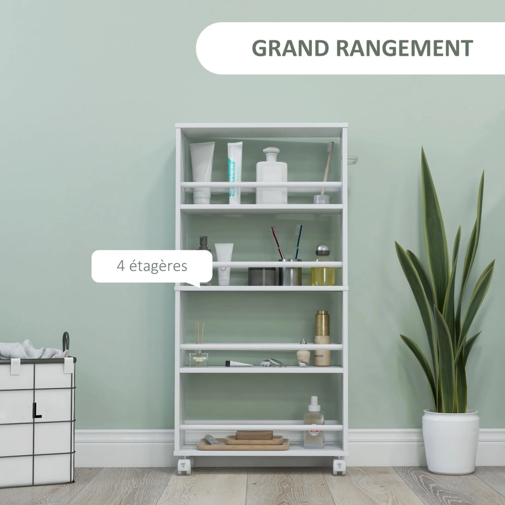 Carrello Multiuso 4 Livelli ¨C zephmum ¨C Bianco 45x15x91 cm