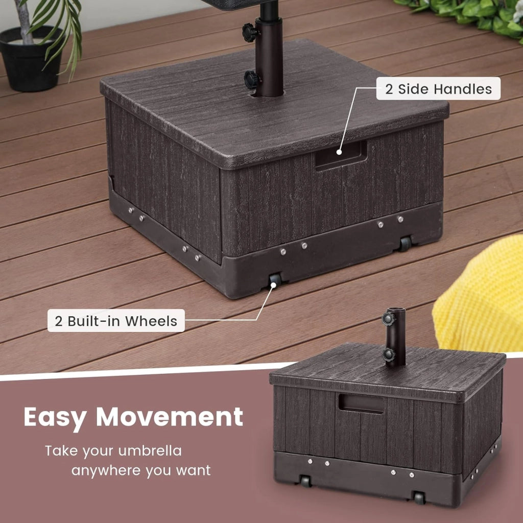 Piedino per ombrellone da riempire con 45 litri di acqua / 67 kg di sabbia supporto per ombrellone con ruote e piano di posizionamento, base per ombrellone da 38/48 mm, 53 x 53 x 45 cm