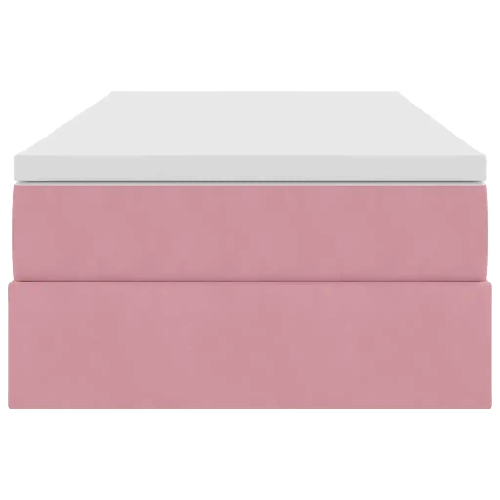 Letto con contenitore e materasso Rosa 90 x 190 cm Velluto