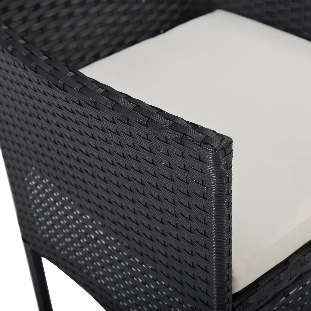 Set Sedie da Pranzo per Giardino 2 Pz in Polyrattan Nero 46179