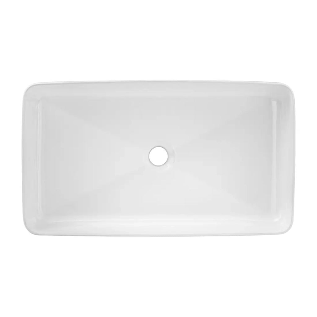 Lavabo rettangolare da appoggio 61x34 cm in ceramica bianca lucida