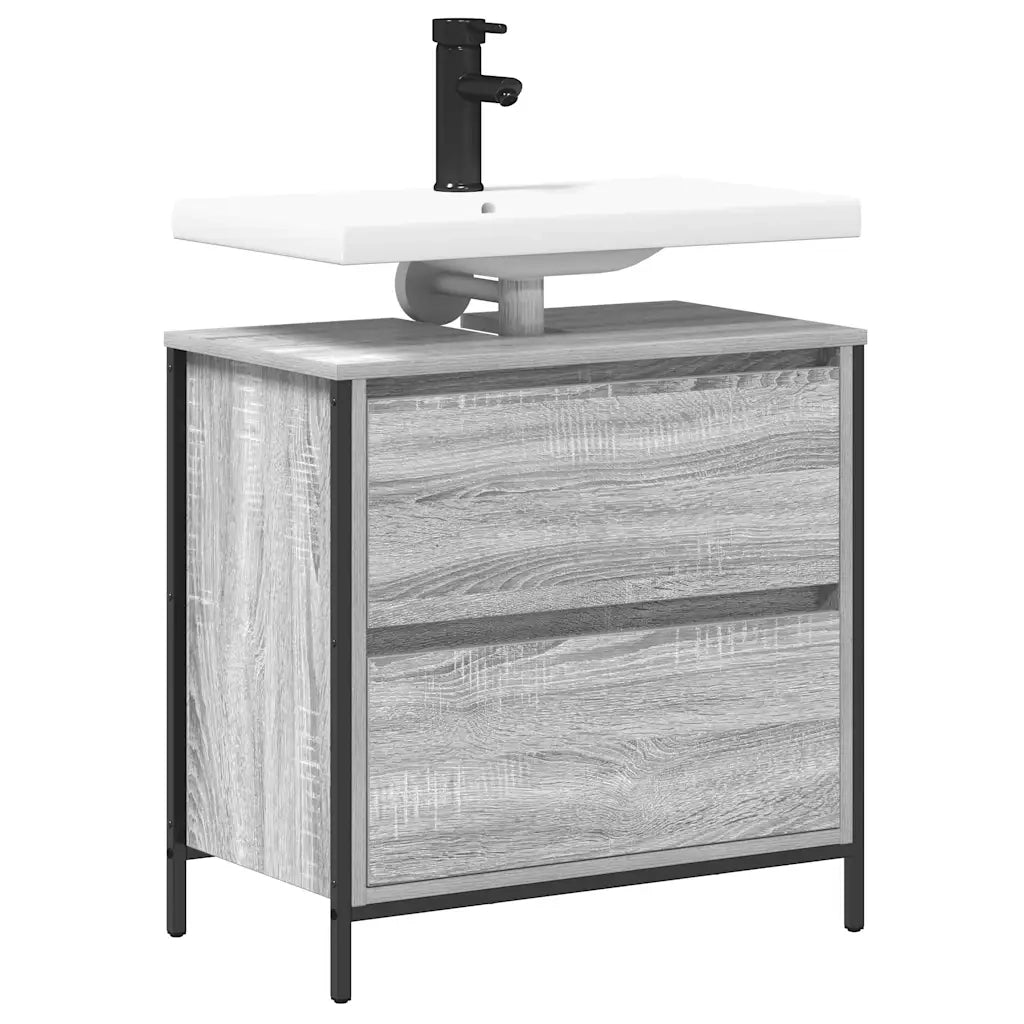 Mobile Lavabo da Bagno con Cassetti Grigio Sonoma 60x34,5x60 cm 861885