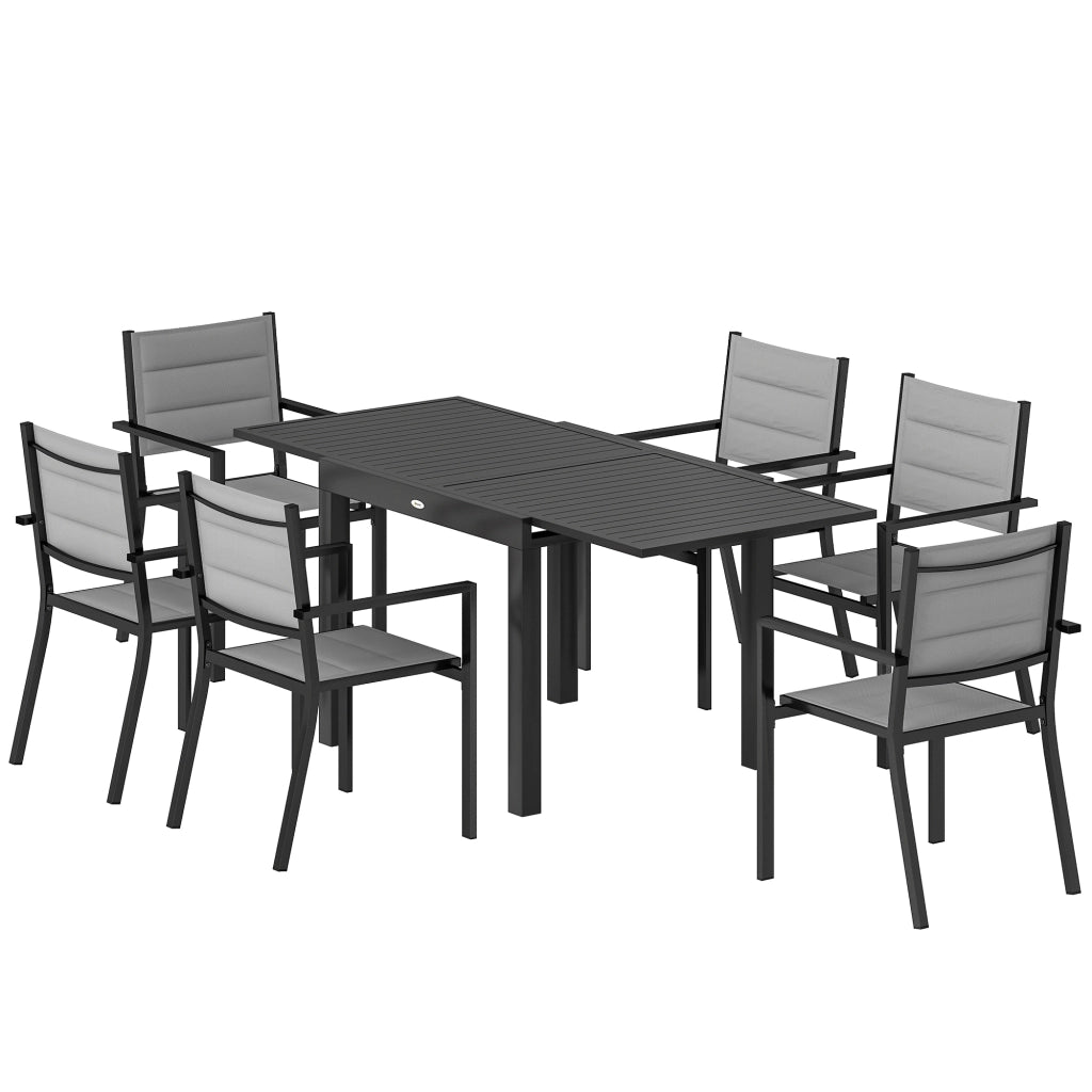 Tavolo da pranzo allungabile con sedie ¨C zephmum ¨C grigio 90x180x75 cm