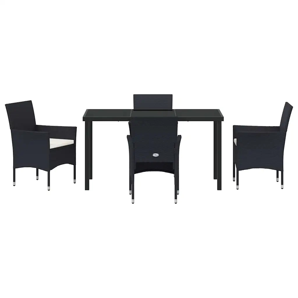Set da Pranzo per Giardino con cuscino 5 pcs Nero polyrattan 3379725