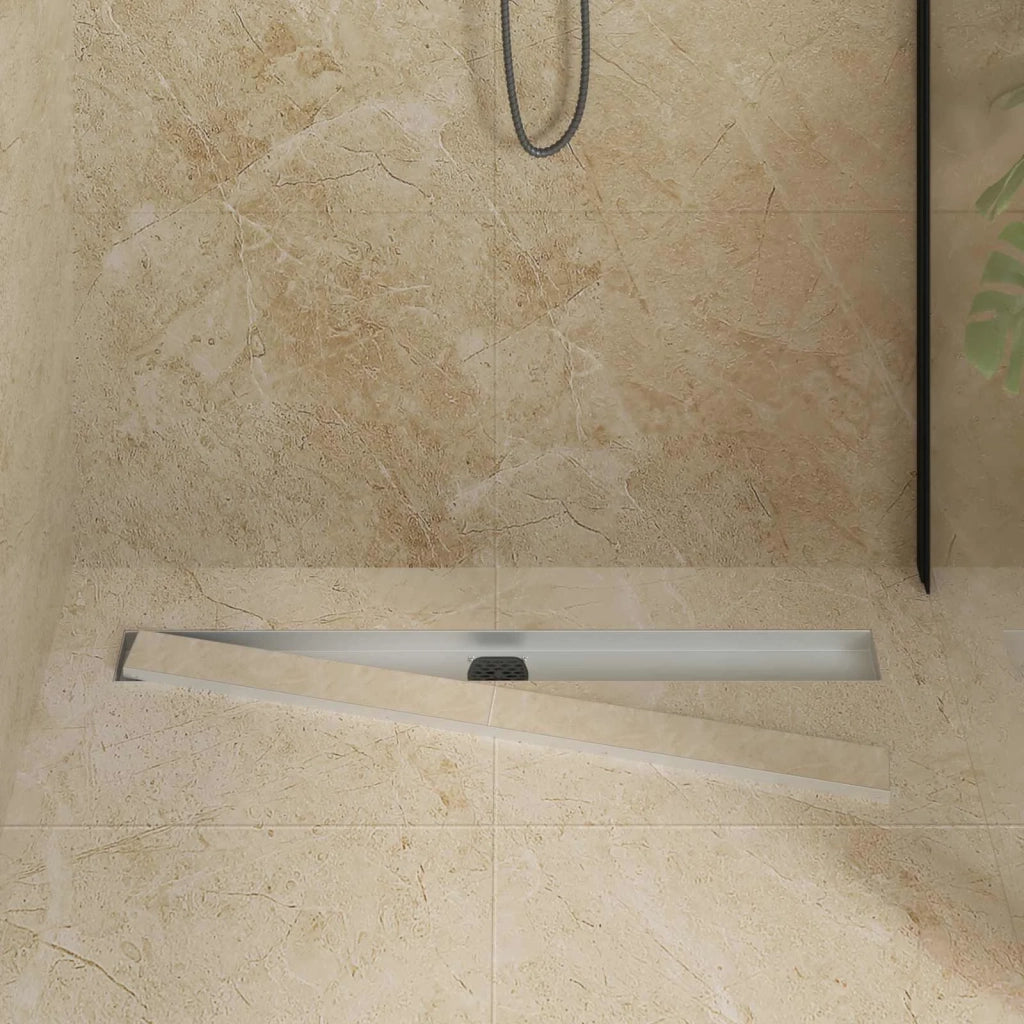 Scarico doccia 2-in-1 con sifone a 360° Argento 90 cm