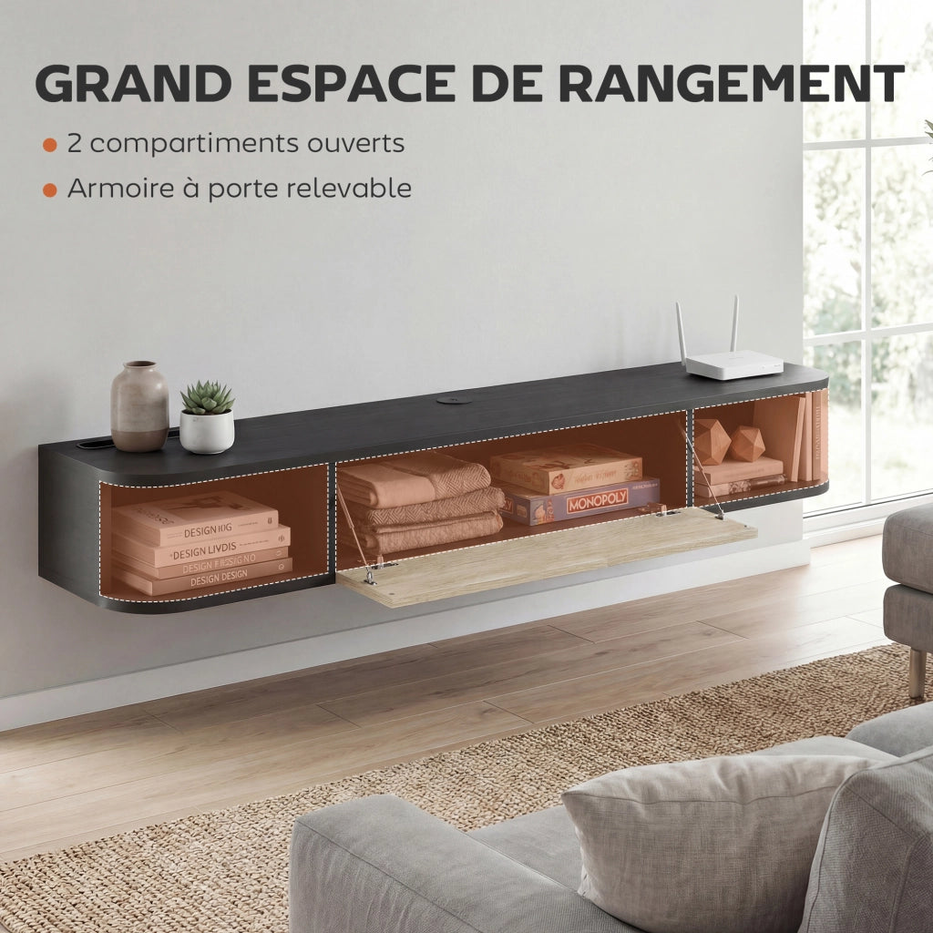 Mobile TV Parete 120 cm ¨C zephmum ¨C Nero, Legno, 120x30x?