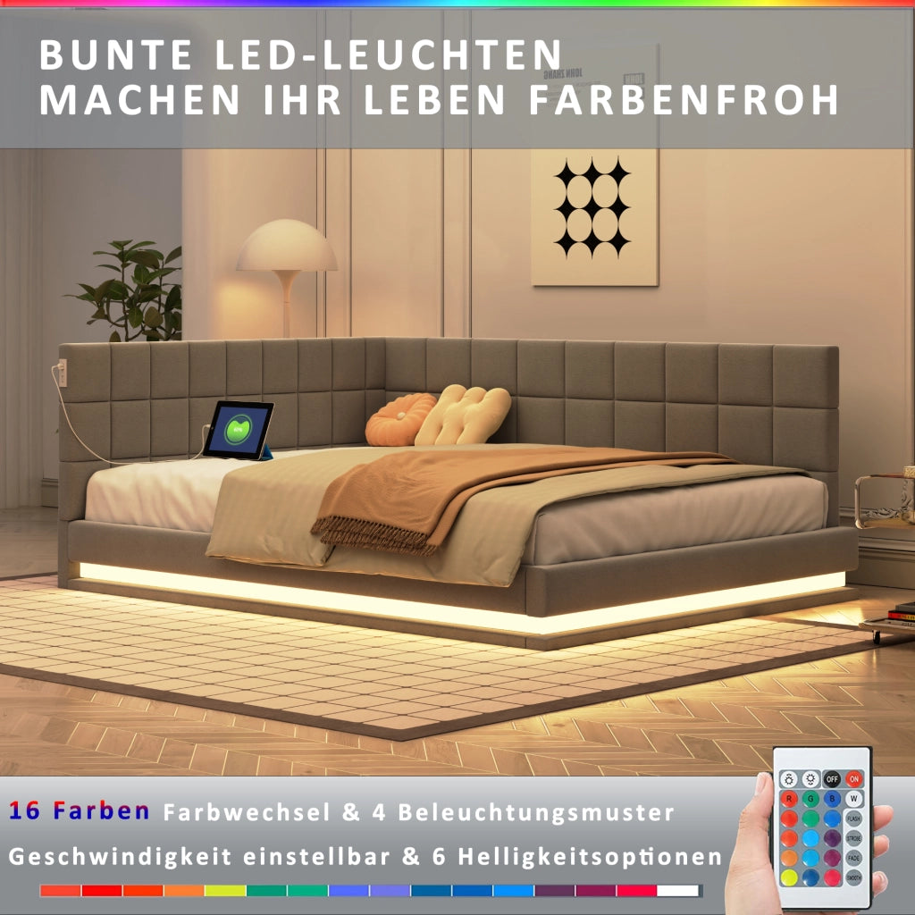 Letto poltrona multifunzione lino grigio 140x200 cm