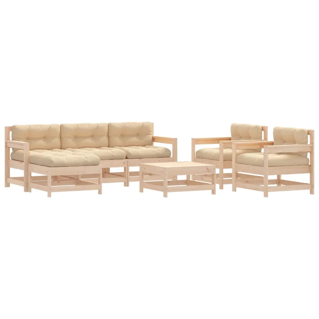 Set Divani da Giardino 7 pz con Cuscini in Legno Massello 3185822