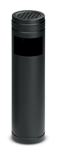 Pattumiera Gettacarte Ø14xh58 cm con Posacenere In Acciaio Verniciato Nero