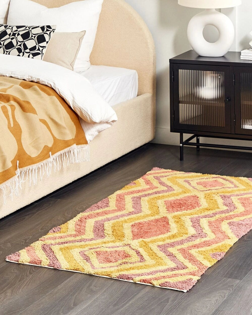 Tappeto multicolore 80 x 150 cm cotone fatto a mano motivo geometrico soggiorno camera da letto