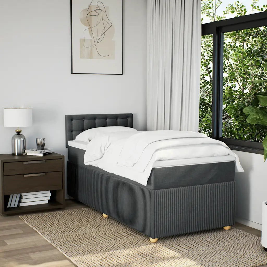 Giroletto a Molle con Materasso Grigio Scuro 80x200 cm Tessuto