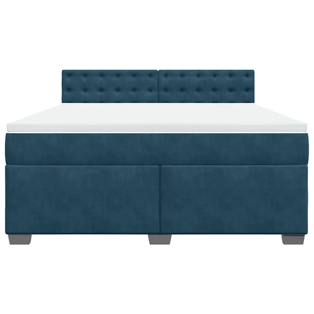 vidaXL Giroletto a Molle con Materasso Blu 180x200 cm in Velluto