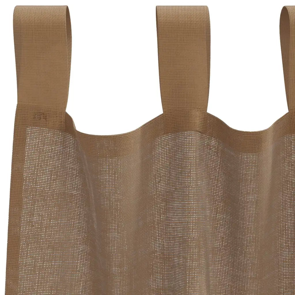 Tende in Voile con Passanti 2 pz Marrone Chiaro 140x225 cm