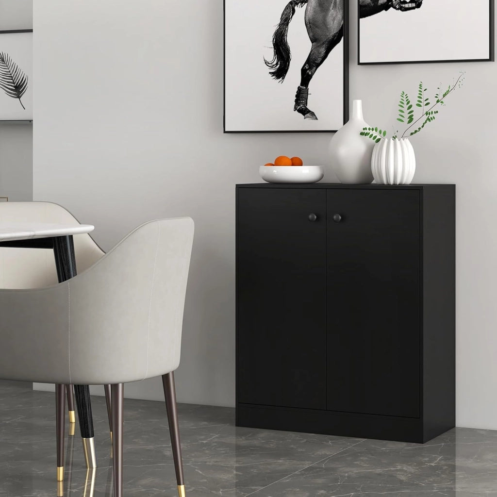 Credenza da Cucina con 2 Ante, Mobile Buffet Basso con Dispositivi Antiribaltamento, Armadio Dispensa per Soggiorno, Sala da Pranzo, Camera da Letto, Ingresso, 72 x 34 x 85,5 cm (Nero)