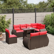 Set Divani da Giardino 9 pz con Cuscini Marrone in Polyrattan 3268674