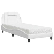 Letto singolo | Letto per adulti | Letto Viana con Materasso Bianco 90x190 cm in Similpelle