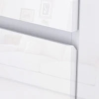 Cassettiera Moderna 5 Cassetti Antiribaltamento in Legno, 55x33x100 cm, Bianco Lucido