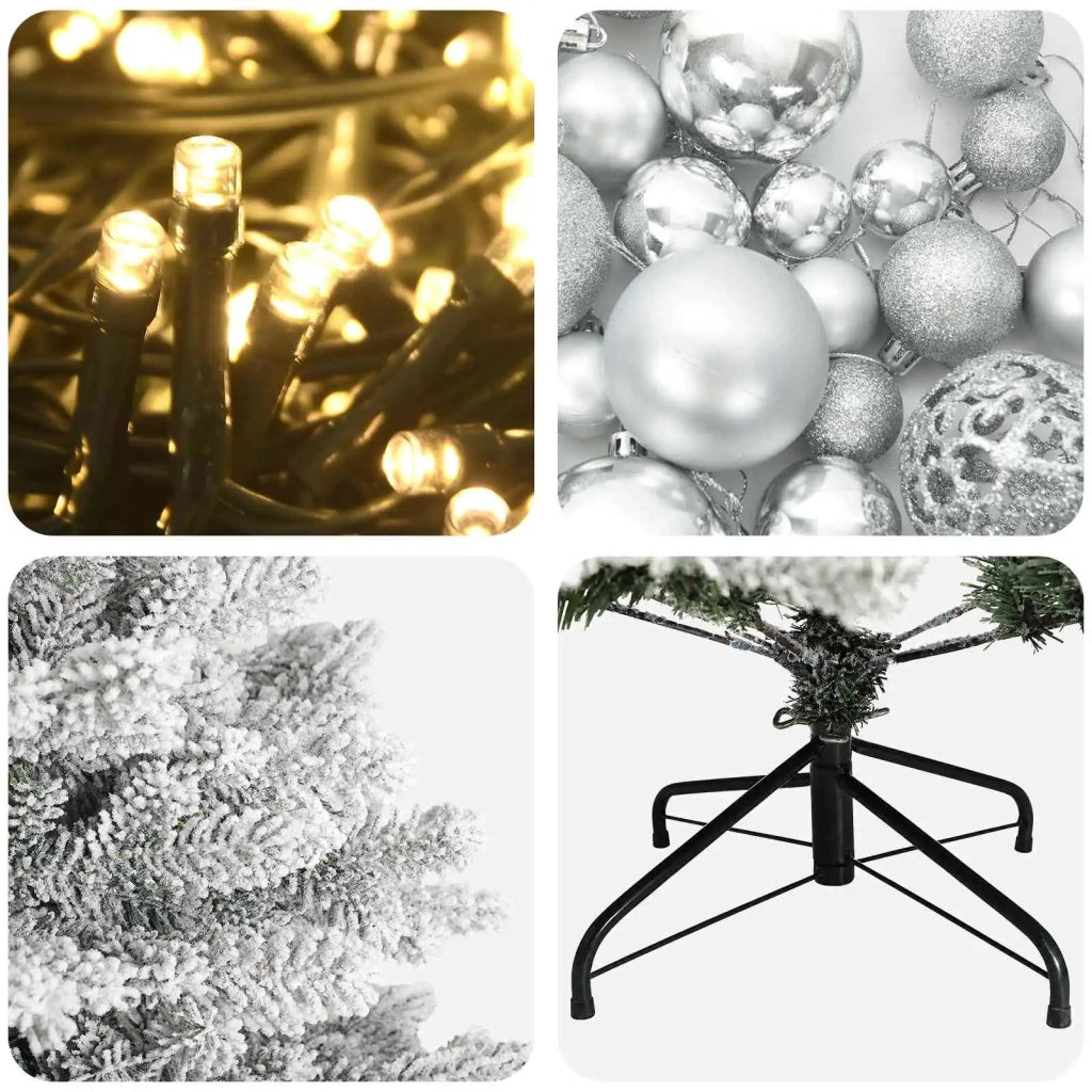 Albero di Natale Artificiale con Palline 150 cm 150 LED 3465972