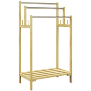 Portasciugamani a Terra Bamb¨´ ¨C Xylo ¨C 3 Barre Acciaio Inox 50,5x31x90 cm Naturale