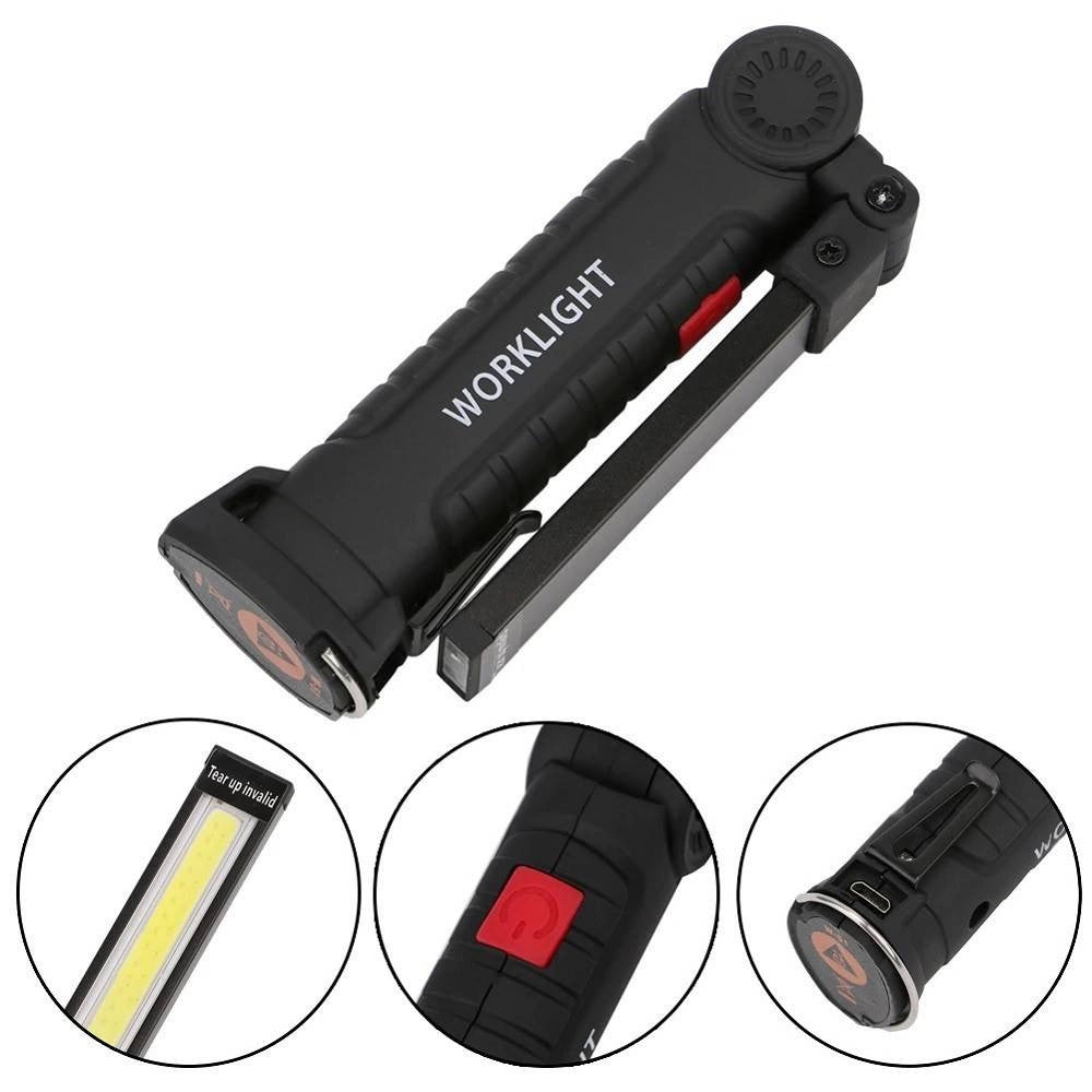 Trade Shop - Mini Torcia Ricaricabile Led Cob Magnetica Snodata Luce Lampada Lavoro Meccanico -