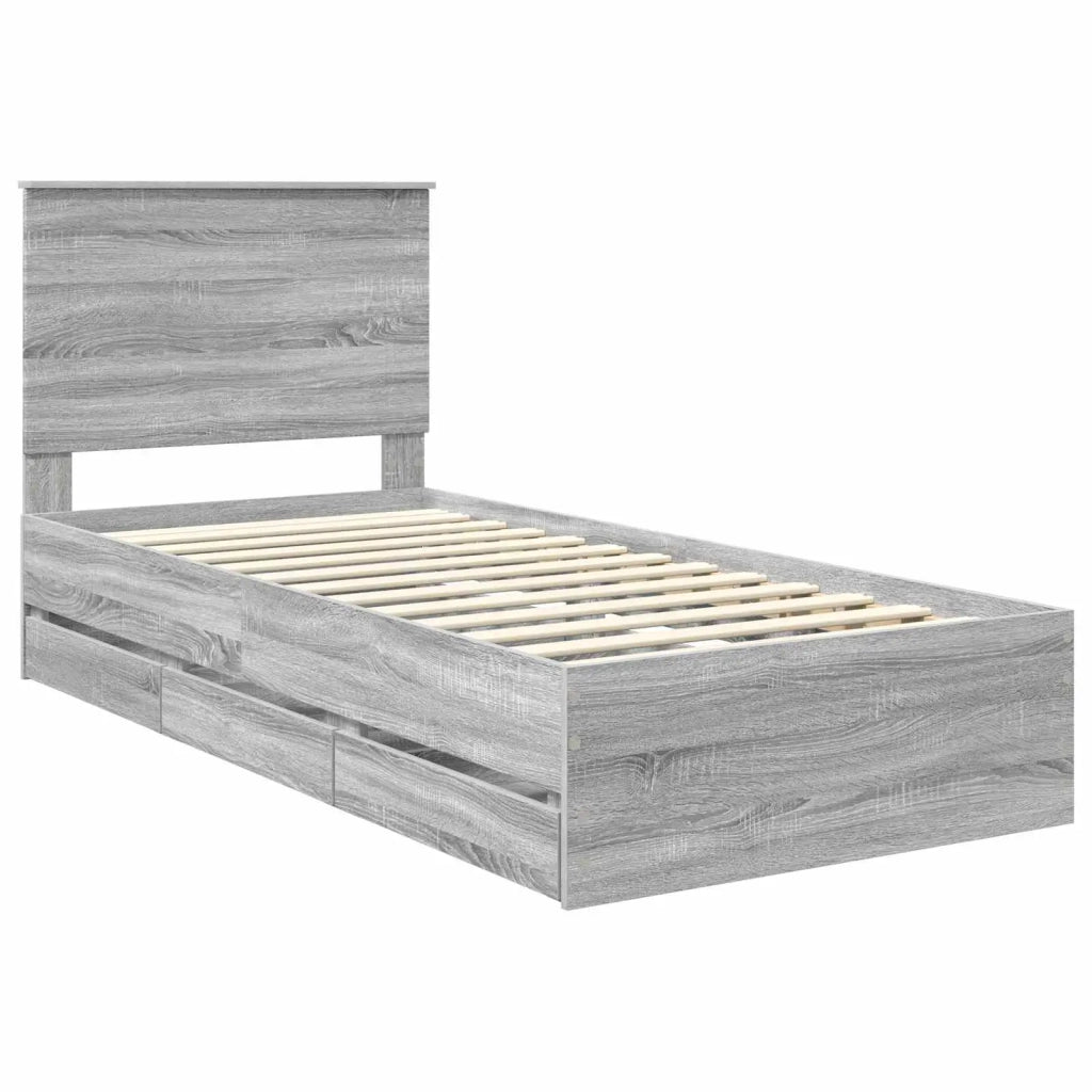Struttura del letto con cassetto Grigio Sonoma 90 x 200 cm