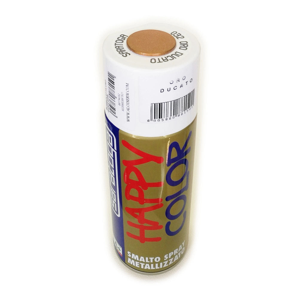 Saratoga bomboletta happy color 400ml metallizzata sovraverniciabile brillante, colori happy color 032 oro ducato
