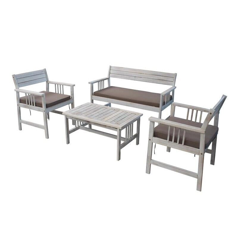 SALOTTO BALI BIANCO CON CUSCINI REALIZZATO IN LEGNO DI ACACIA