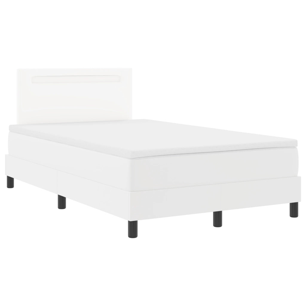 Letto con Rete a Molla e Materasso Bianco 120x200 cm in Ecopelle