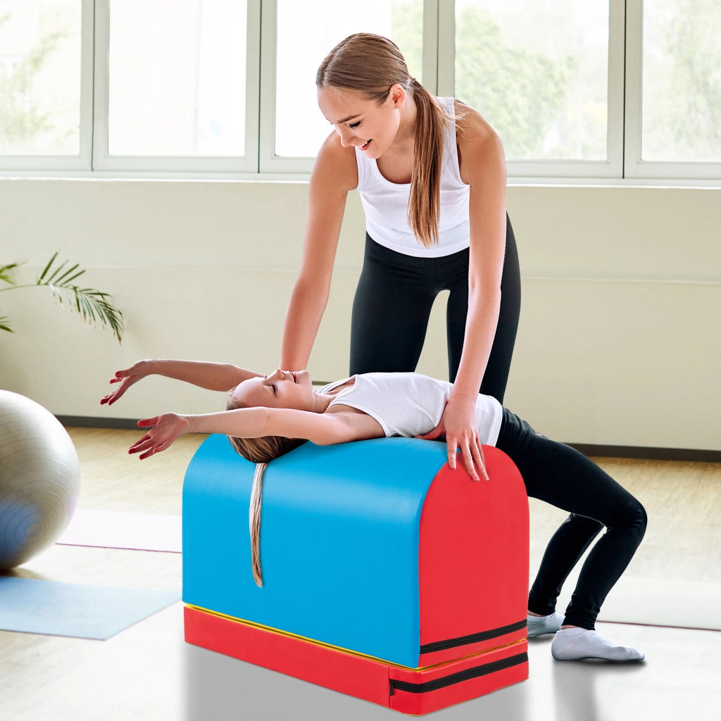 Appetino per capriole mailbox scatola ginnastica ecopelle tappetino rimovibile maniglia casa palestra-Attrezzo sicuro e resistente per bambini Blu