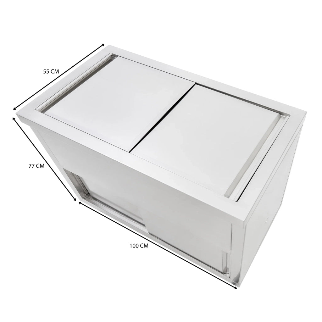Carrello Portaghiaccio Mobile 109L con Ruote 100cm Coperchio Diviso e Vano