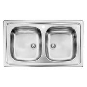 LAVELLO DA INCASSO IN ACCIAIO INOX 2 VASCHE MODELLO MONDIAL - CM.86x50 PROFONDITÀ VASCA: 15 CM  - HID