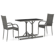 Set Mobili da Pranzo per Giardino 3 pz | Set Salotto da Giardino Grigio