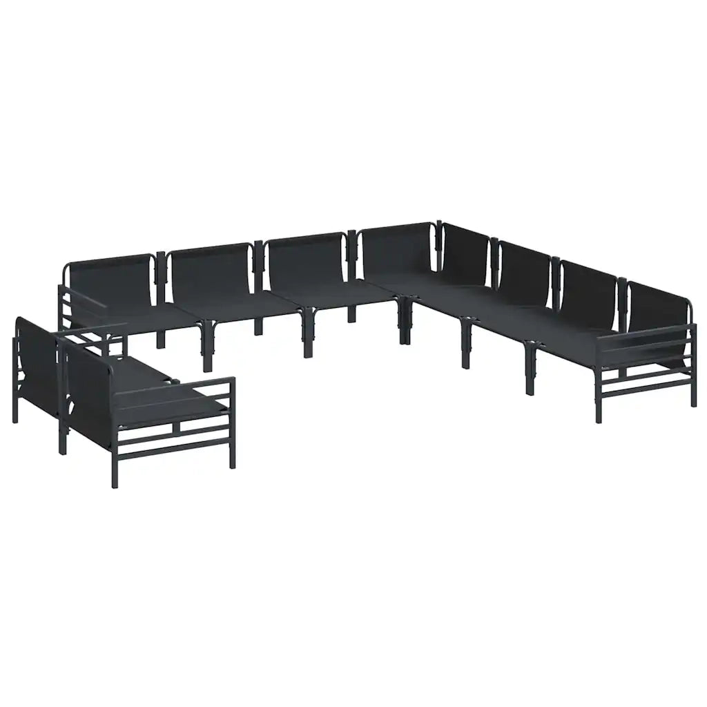 Set Divano da Giardino con cuscino 9 pcs Nero Acciaio 3379002