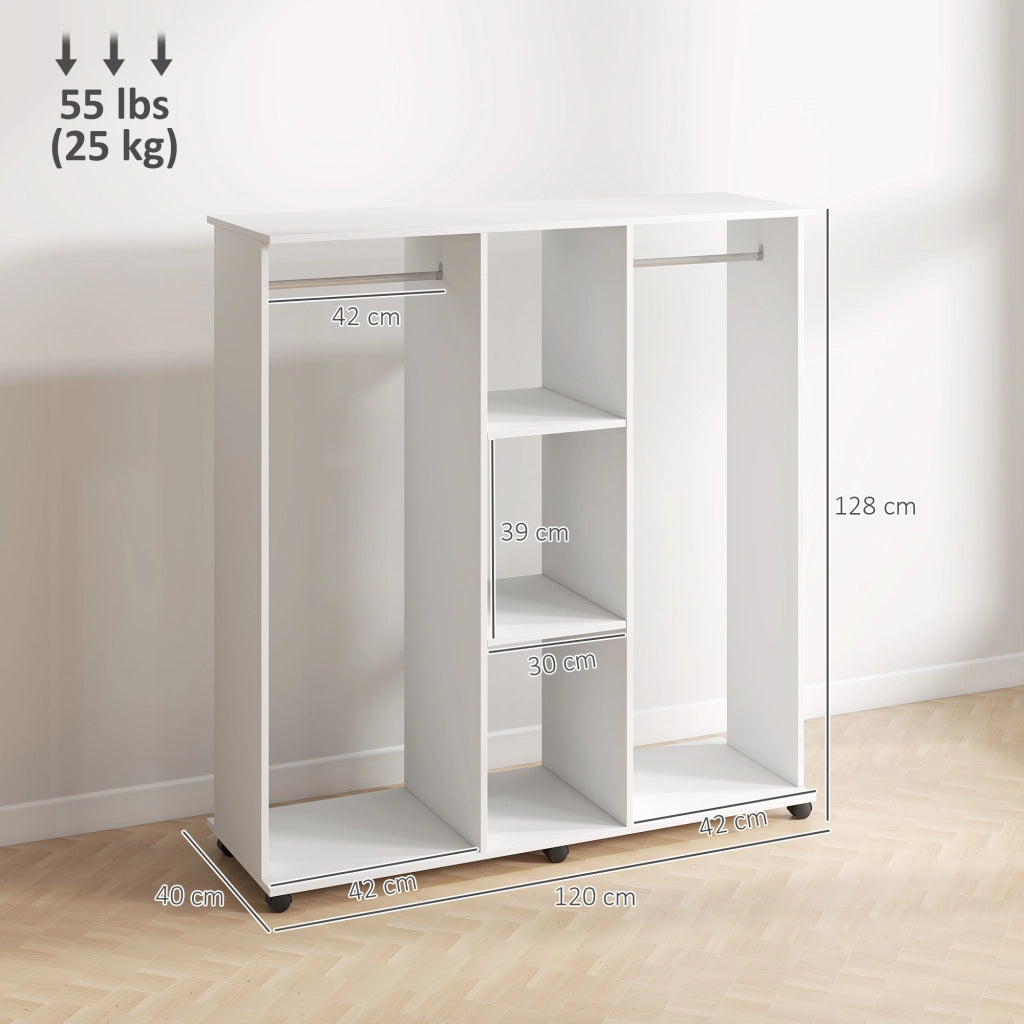 Armadio scorrevole con ruote ¨C zephmum ¨C bianco legno 120x40x128 cm