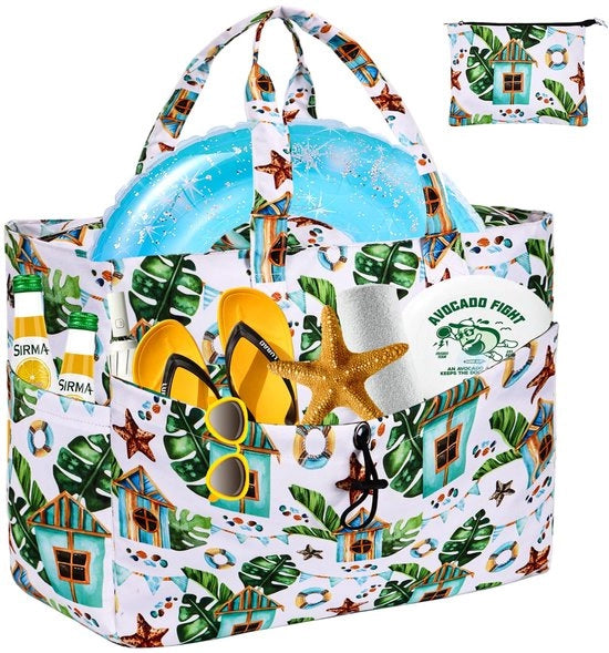 Borsa da Spiaggia XXL con Cerniera, Borsa da Bagno Idrorepellente per Donne, Grande Famiglia, Borsa da Spiaggia Pieghevole Leggera, Resistenze ai Granelli, Borsa da Sauna per Spiaggia, Piscina, Picnic, Nuoto, Vacanza