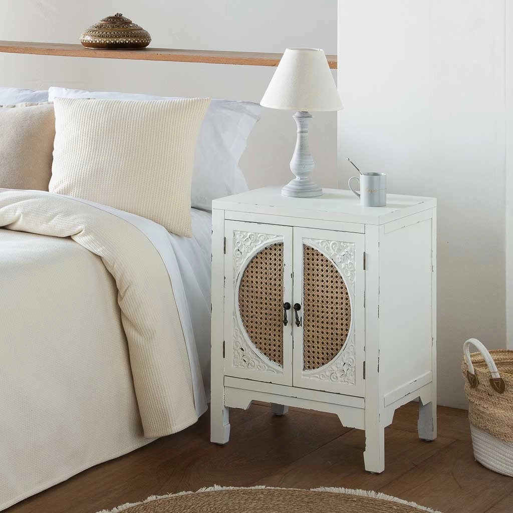 Comodino in legno bianco 50x36x65