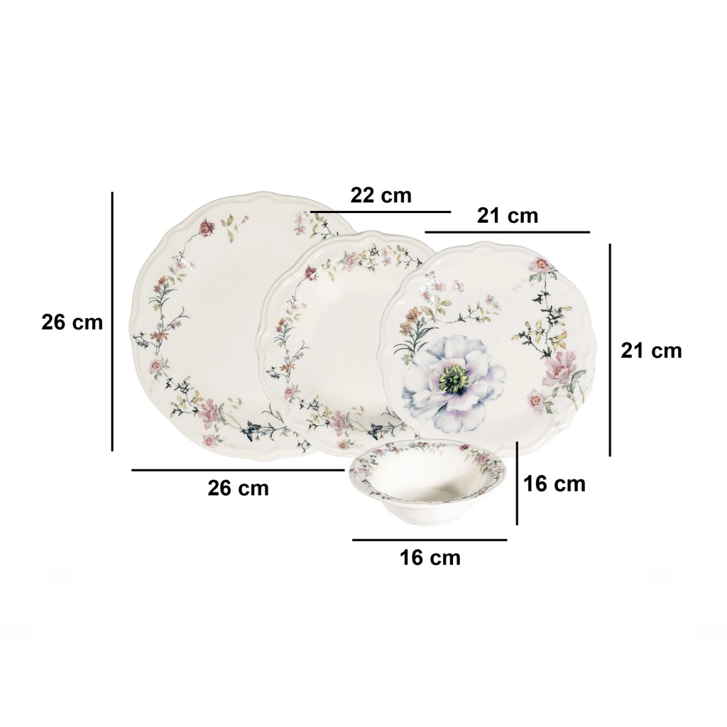 Nosapaba, Servizio Piatti set da 24, Multicolore