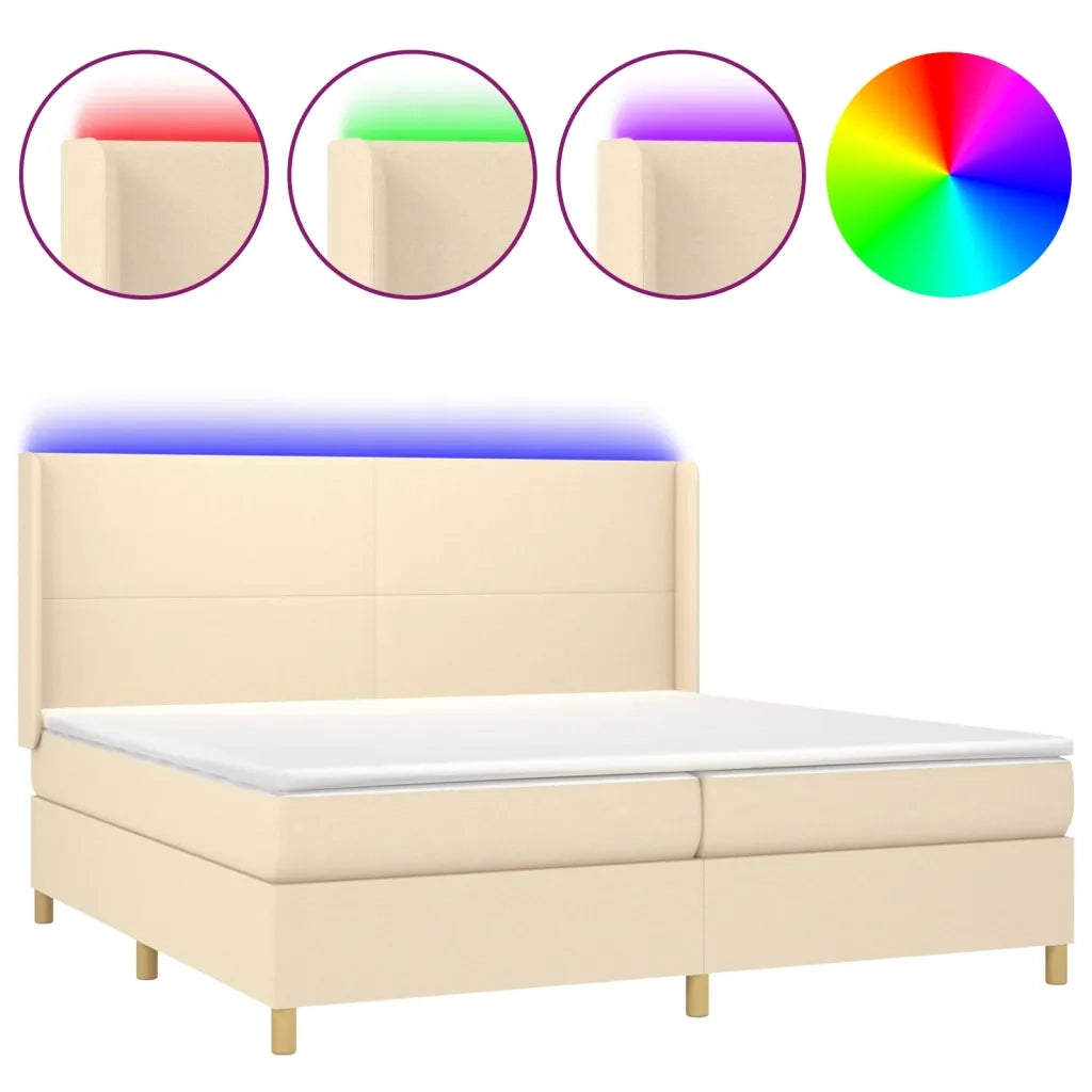 Letto a Molle Materasso e LED bianco 200x200cm in Tessuto 3138746