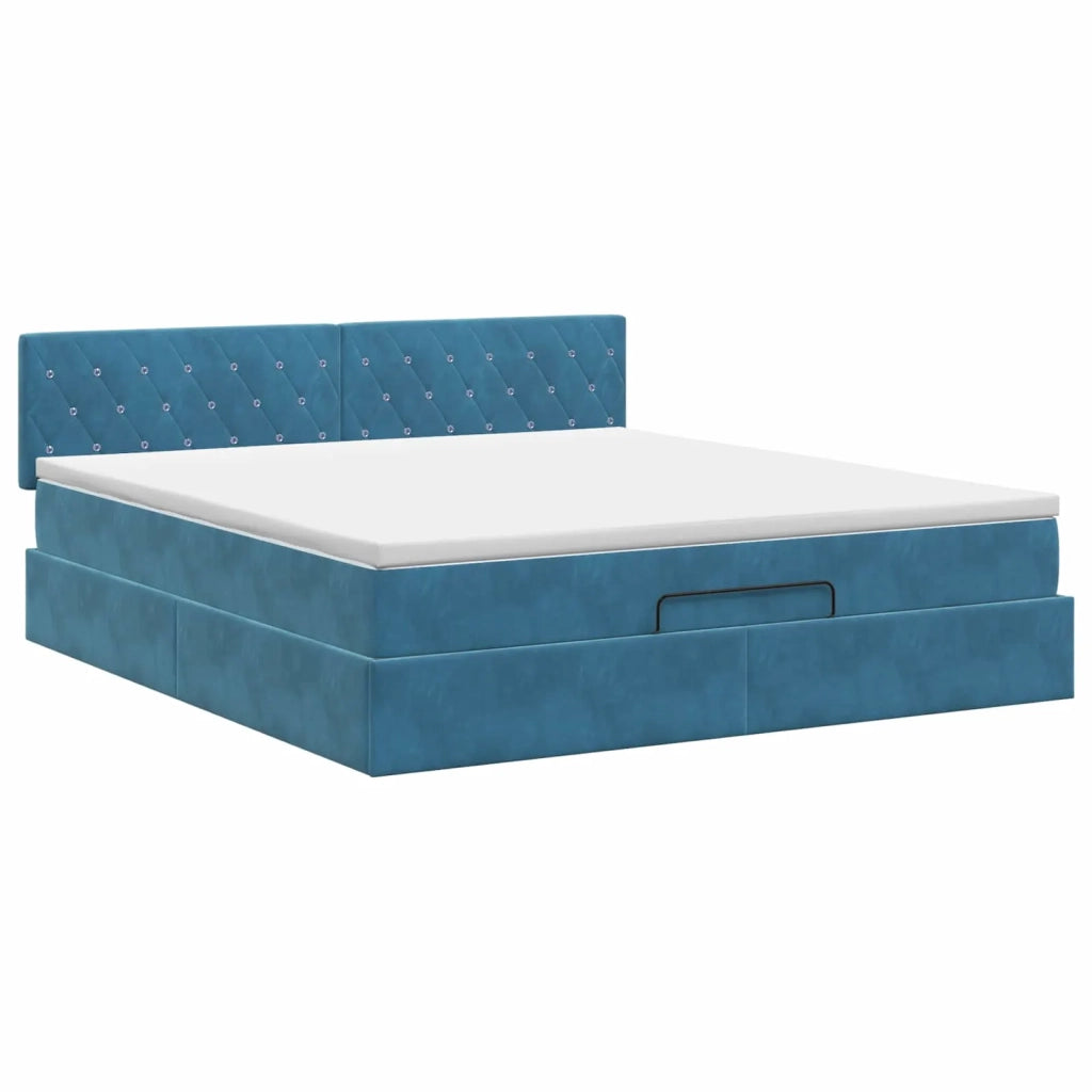 Letto ottomano con materasso Blu Scuro 180 x 200 cm Velluto 3456505